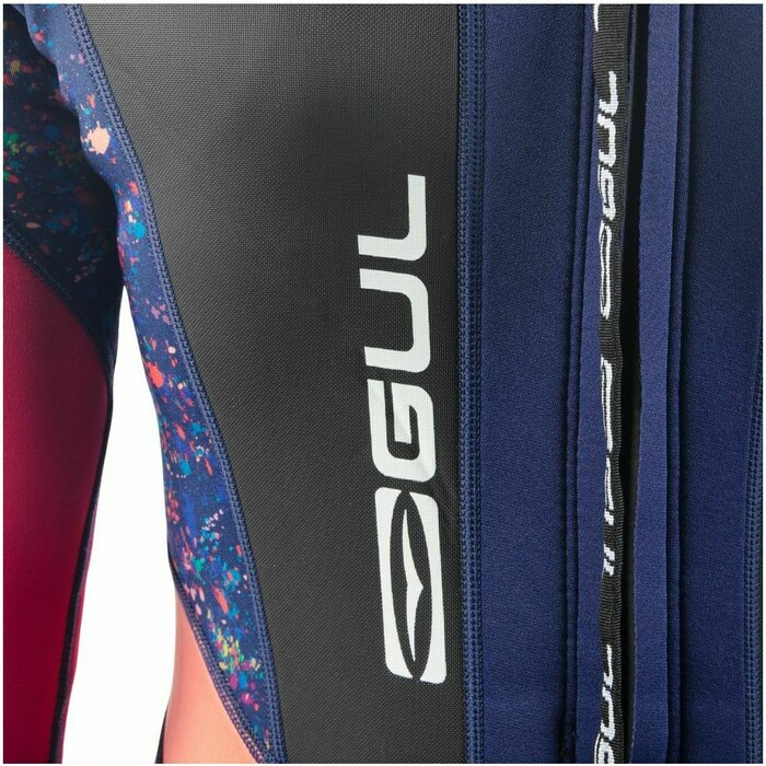 2024 Gul Junior Response 3/2mm Flatlock Back Zip Wetsuit Re1323-c1 - Azul / Rosa